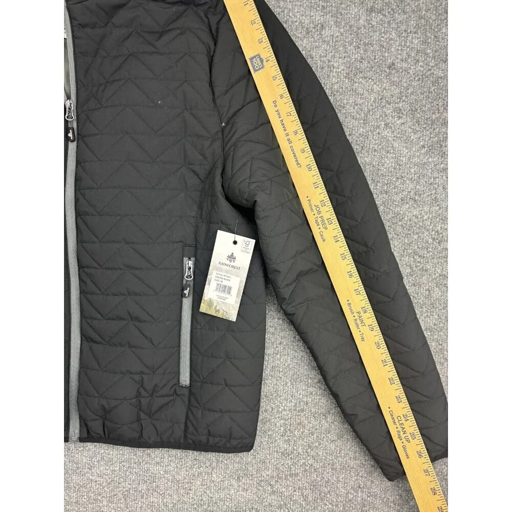 Rainforest Jacket Mens Medium Black Quilted Insulated Full Zip‎ Pockets RF2521